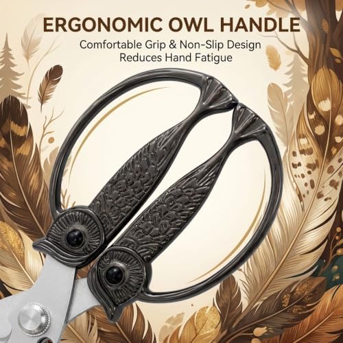 XSNBRD Kitchen Shears Sharp, Black Gun Stainless Steel Owl Scissors Large