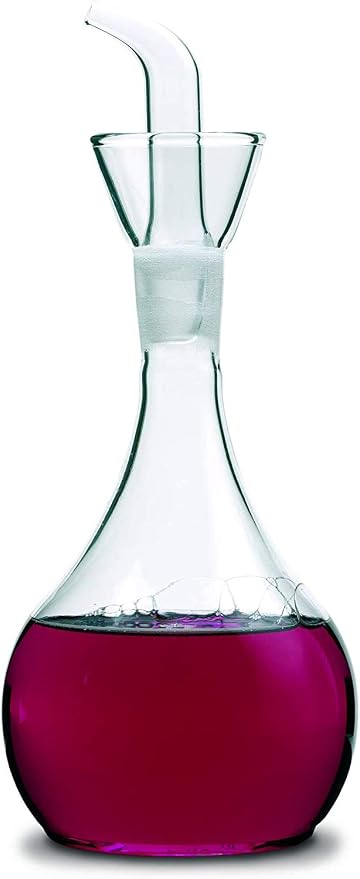13ounce/ 380 ml Clear Glass Olive Oil Dispenser Bottle - Oil & Vinegar Cruet with Pourers and NO Funnel Needed - Olive Oil Carafe Decanter for Kitchen and BBQ