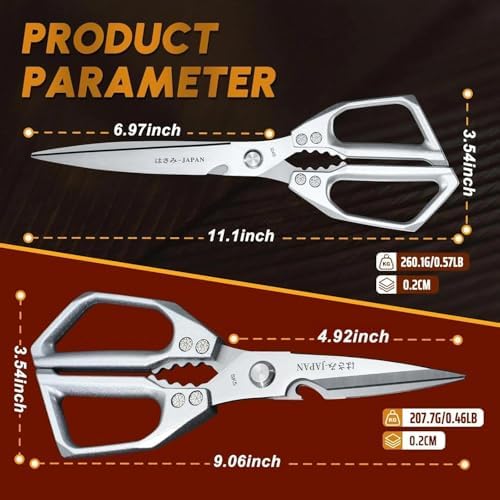 Huusk Heavy Duty Kitchen Shears, 2 Pack Japanese Steel Kitchen Scissors