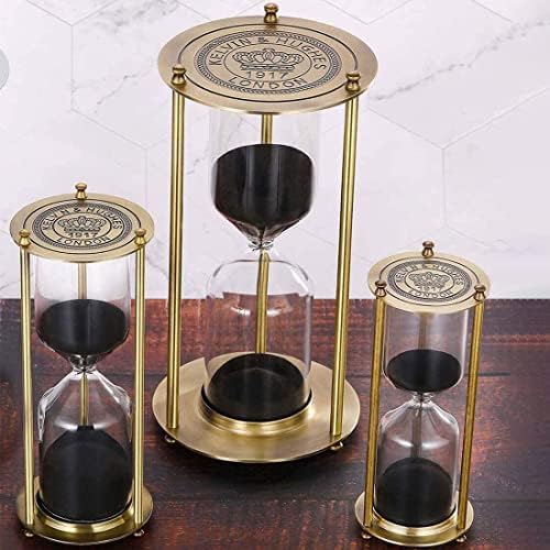 SuLiao Hourglass Sand Timer 60 Minute, Vintage Brass Black Sand Clock Stand, Large Metal Sand Watch 60 Min, Unique Antique 1 Hour Glass Sandglass for Home, Office, Desk Decor
