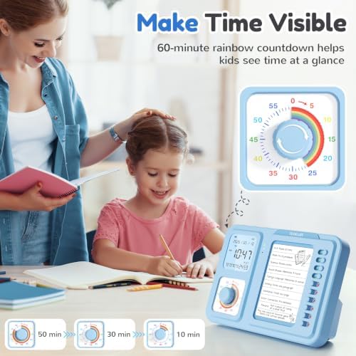 3-in-1 Visual Timer for Kids, Chore Chart for Kids, Visual Schedule（Blue）