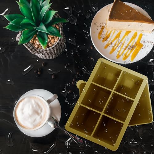 Excnorm Silicone Ice Cube Trays, 2‑Pack Large Square Molds with Lid