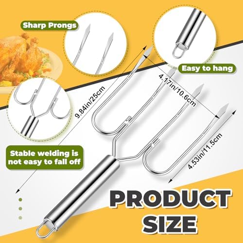 Sieral 4 Pcs Turkey Lifter Forks Meat Shredder Claws Fork Stainless Steel Turkey Fork Set Roaster Forks Meat Shredder Claws for Shredding Pulled Pork Roasted for Thanksgiving(Black,Multi-functional)