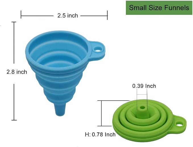 KongNai Silicone Collapsible Kitchen Funnels 4 Pack + Wide Mouth Canning Funnels 3 Pack