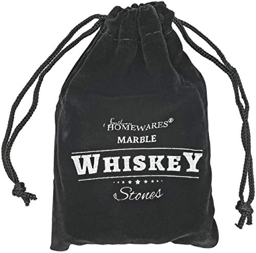 Marble Whiskey Stones – Natural Reusable Chilling Rocks for Whiskey & Bourbon, Silver Finish, One Size