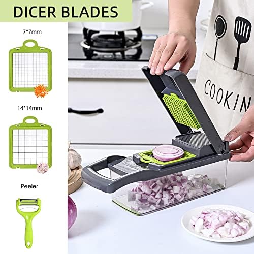 Vegetable Chopper with Container 16-in-1, 7 Blades Food Dicer Veggie Slicer