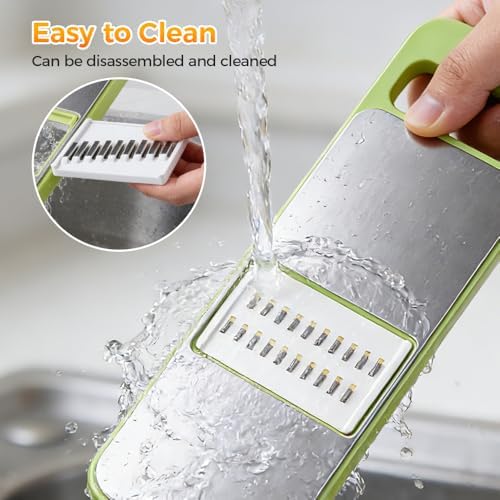 Multifunctional Vegetable Slicer, 6 in 1 Slicer Veggie Shredder with Safe Hand Guard, Multi Blade Adjustable Garlic Slicer, Easy-Clean & Compact Storage, Portable Kitchen Gadget (3 Blades)