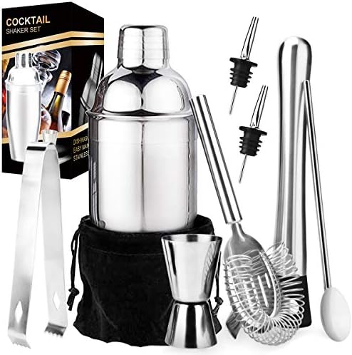 Cocktail Shaker Set, 18oz Stainless Steel Bartender Kit Martini Margarita Cocktail Set Mix Drink Making Kit, Professional Bar and Home Drink Bar Tools
