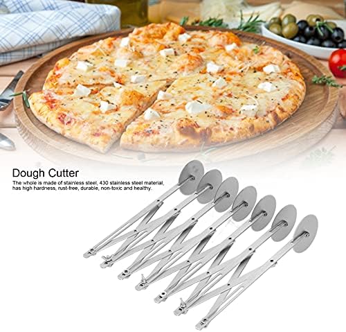 Mxzzand 7 Wheel Pastry Cutter Pizza Cutter, Pizza Wheel Dough Divider Adjustable Arm Stainless Steel Pasta Cutting Wheel for Brownie, Noodle Cutter, Pie Lettuce(Seven round pizza)