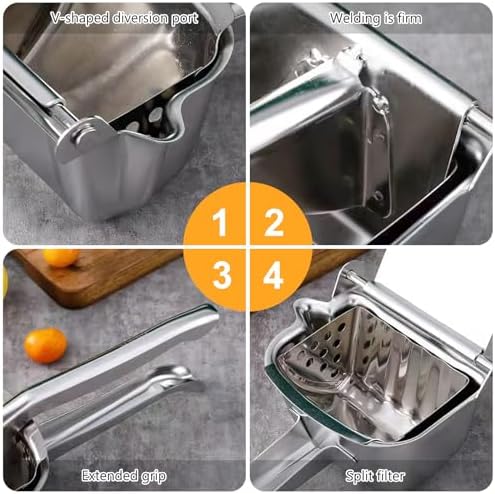 Manual Lemon Squeezer, Lemon Squeezer Juicer, Citrus Juicer Handheld, Lemon Juicer, Stainless Steel Juicer,Citrus Press Manual Juicer Fruit juicer Juice squeezer Orange Juice Hand Press (L-8.7in)