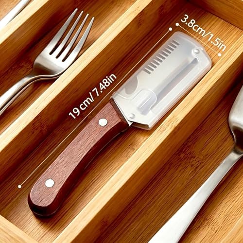 Upgraded 3-in-1 Vegetable Peeler, Wooden Handle Stainless Steel Kitchen Peeler with Julienne Slicer and Bottle Opener, Multi-Functional Fruit Potato Veggie Kitchen Gadget (2)