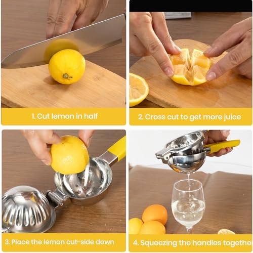 Stainless Steel Lemon Squeezer,Large Manual Citrus Juicer,Free Brush