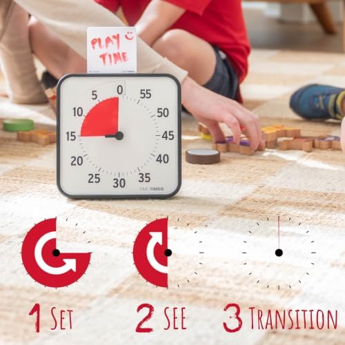 TIME TIMER 8 inch Visual Timer - 60 Minute Kids Desk Countdown Clock with Dry Erase Activity Card, Also Magnetic - for Kids Classroom, Homeschooling Study Tool, Task Reminder, Home and Kitchen Timer