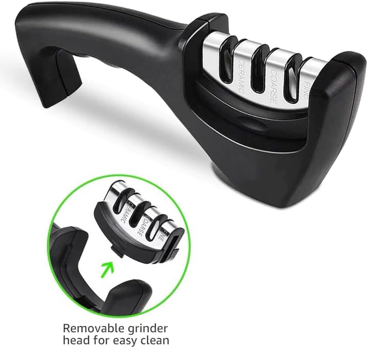 Seido 3-Stage Manual Knife Sharpener, Tungsten Diamond Ceramic