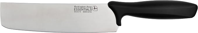 Rockingham Forge Essentials 8007 Range Lightweight Stainless Steel 7” Nakiri Knife with Black Handle, Individually Carded