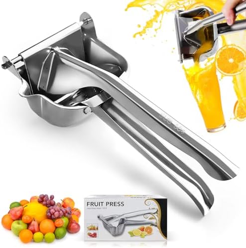 Stainless Steel Manual Juicer, Orange Juice Squeezer, Lemon Squeezer Stainless Steel, Orange Juice Squeezer, Fruit Juicer for Watermelon Lemon Orange Grapes and Other Fruit