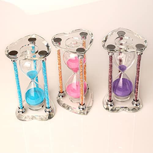 60 Minutes Sand Timers,Heart Shaped Crystal Hourglass, Sand Clock with Gift Box (Purple)