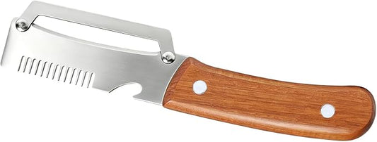 3-in-1 Multi-Function Kitchen Vegetable Peeler with Wooden Handle and Bottle Opener, Ideal for Peeling Fruits and Vegetables, Stainless Steel Blade Kitchen Tool (1 PCS)