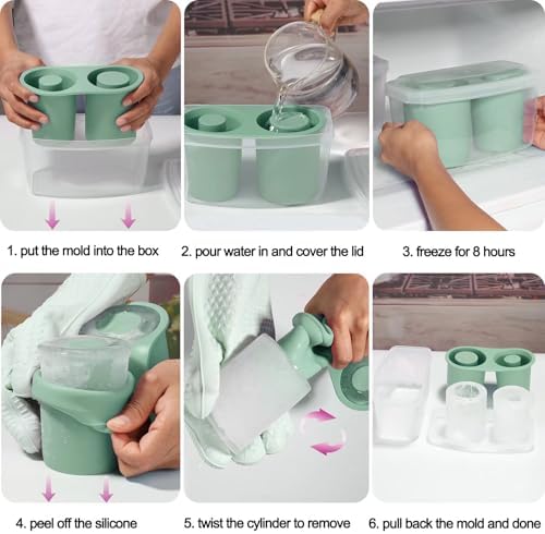 Ice Mold for Stanley Cup 30oz 40oz, Silicone Ice Tray, Eucalyptus