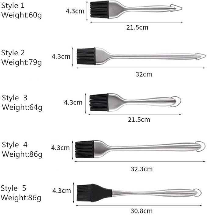 Silicone Basting Brushes Heat Resistant BPA Free Stainless Steel Handle Pastry Grill Barbecue Brush Kitchen Cooking Tools