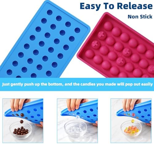 Yesland 3 Pack Mini Ice Ball Molds, 120-Cavity Mini Round Silicone Mold/Chocolate Drops Mold, Perefect for Candy, Pudding, Jelly, Milk, Juice, Cocktails & Whiskey Particles