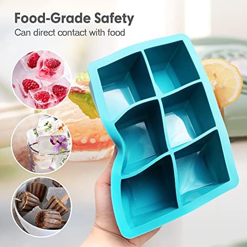 Excnorm Silicone Ice Cube Trays, 3‑Pack Large Square Molds with Lid