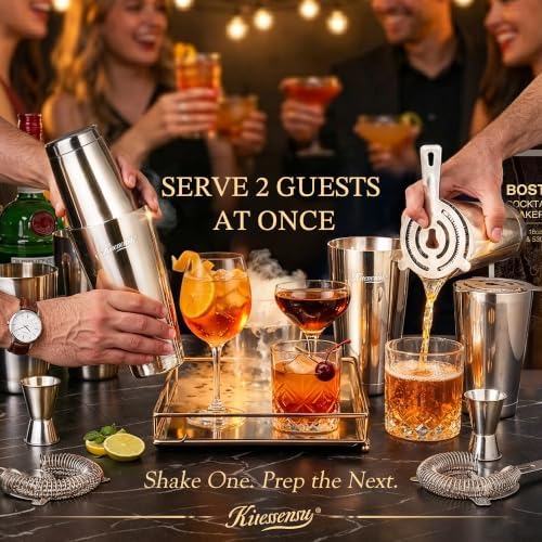 KITESSENSU Boston Cocktail Shaker Set, 8-Piece Stainless Steel Bar Kit