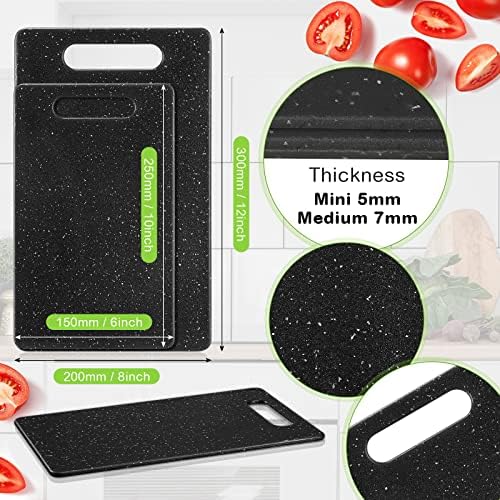 Lounsweer Small Plastic Cutting Board Kitchen, 6" X 10", 8" X 12", Black