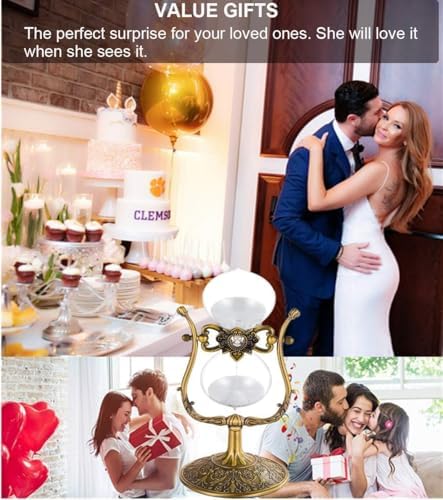 Hourglass Timer Sand Clock 60 Minutes, 360° Rotating Large Brass Vintage Sandglass Timer, Antique 1 Hour Glass Sand Watch for Decoration