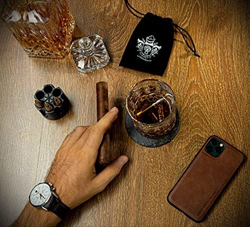 Whiskey Stones Gift Set for Men - Stainless Steel Ice Cubes Set - Whiskey Ice Cubes with Revolver Freeze Base - Reusable Stones Ice Cube Rocks Whisky Christmas Birthday Gifts for Men, Dad, Husband