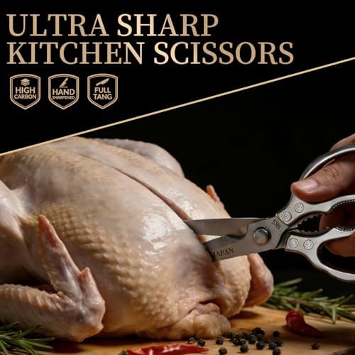 Kitchen Scissors, All Purpose Kitchen Shears for Food, Japanese Heavy Duty Poultry Shear Dishwasher Safe Food Scissor Set, Meat Cutting Scissors Chicken Shears, Gifts for Men Women