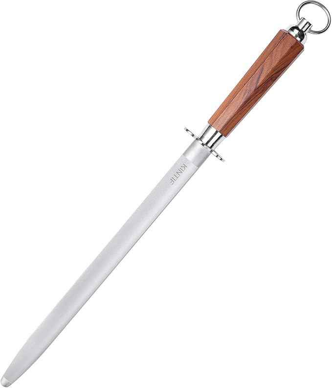 Sharpening Steel 10 inch Professional Honing Rod Knife Sharpener, Fine Lines, High hardness, Flat Knife Honing Steel