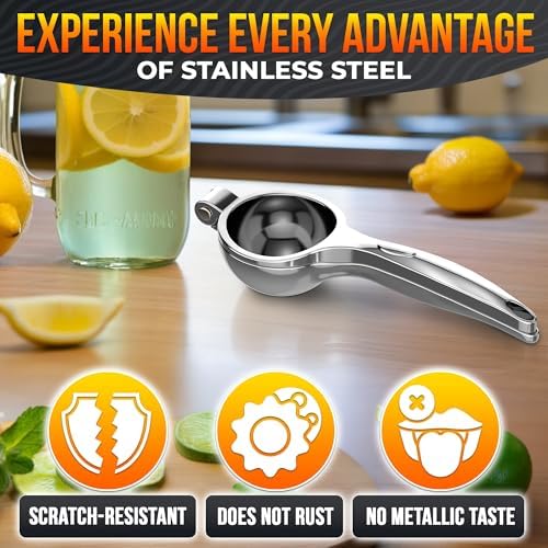 Lemon Squeezer Stainless Steel, Heavy-Duty Handheld Juicer for Limes