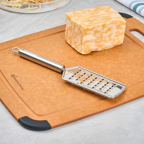 Restaurantware Stainless Steel Coarse Cheese Grater - German Standard Lemon Zester with Ergonomic Handle, Sharp Blades, Dishwasher Safe - Handheld Kitchen Grater for Parmesan, Garlic, Ginger