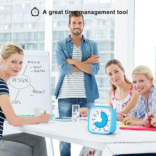 Yunbaoit Visual Timer for Kids, Silent 60-min Countdown Timer, Blue Blue