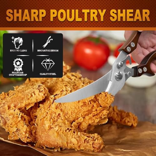 2 Pack Kitchen Scissors, Poultry Shears with Herb Scissors, Poultry Shears Heavy Duty, Stainless Steel Kitchen Shears for Turkey, Chicken, Thanksgiving, Christmas Day