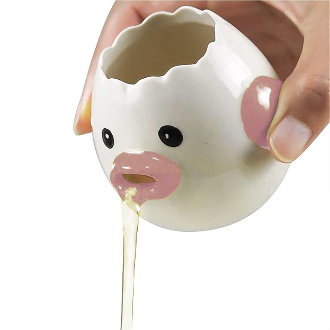 Egg Separator, Ceramic, Pink, 3x3 Inches, 4.3 OZ