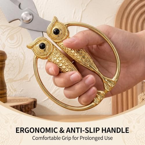XSNBRD Kitchen Scissors Heavy Duty, Golden Stainless Steel Owl Shears Large