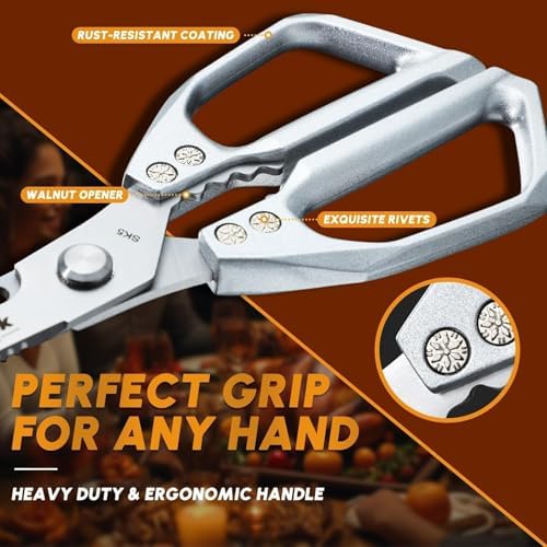 Huusk Kitchen Scissors for Food, Japanese Steel Kitchen Shears All Purpose
