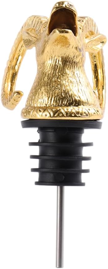 PRETYZOOM Wine Pourer Spout, Golden Antelope Head Bottle Stopper - Zinc Alloy