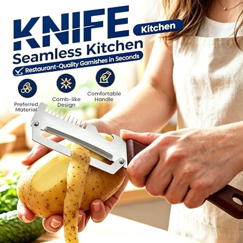 Upgraded 3-in-1 Vegetable Peeler, Wooden Handle Stainless Steel Kitchen Peeler with Julienne Slicer and Bottle Opener, Multi-Functional Fruit Potato Veggie Kitchen Gadget (2)