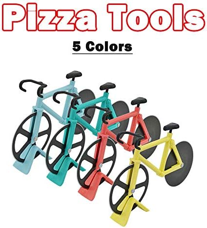 Bicycle Pizza Cutter Wheel SENRISE Bike Pizza Slicer Dual Stainless Steel Non-stick Cutting Wheels With a Stand, for Home Pizza Lovers (1PC, Baby Blue)