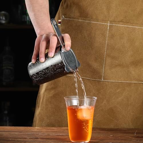Unbreakable Cocktail Mixing Glass,Stirring Tin, Bar Mixing Pitcher with Spirit Pattern, 17-ounce / 500ml (Spirit Gunmetal Black)