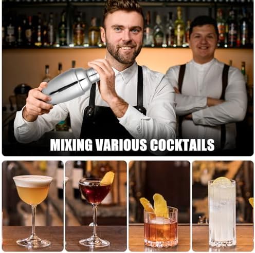 6PCS Mini Cocktail Shaker, Drink Shakers Cocktail,Stainless Mini Martini Shaker, Cocktail Shaker With Strainer, for Bar Tending, Espresso Shaker, for Bar Party Home Drink Mixers (8 OZ)