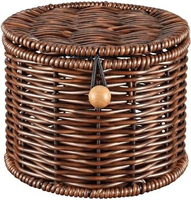 NiHome Garlic Keeper for Counter, Handwoven Rattan, Ventilated, Dark Brown