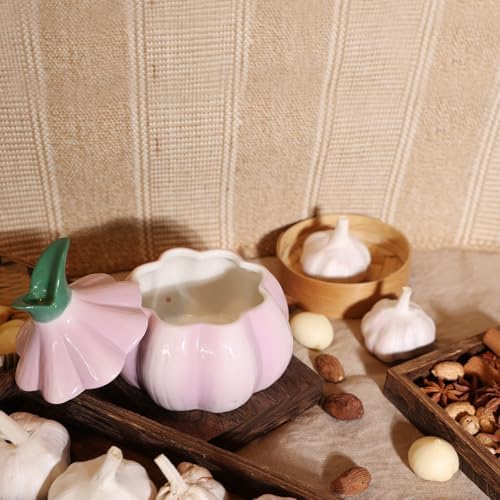 TOIVO Garlic Keeper for Counter，with Lid and Holes GarlicSaver,Garlic Holder Storage Container toKeep(purple)