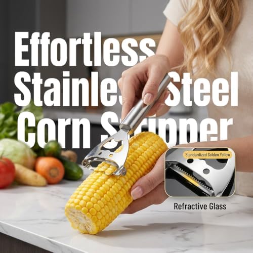 Corn Peeler for Corn on the Cob, Stainless Steel Corn Cob Stripper, Corn on Cob Remover Corn Cob Stripper