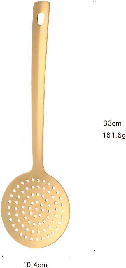 6 Pcs Gold Skimmer Spoon, Stainless Steel Titanium Plated Slotted Ladle Spoon Set Multi-functional Hot Pot Fat Strainer, Kitchen Cooking Utensil Dishwasher Safe(13 inches/33cm)