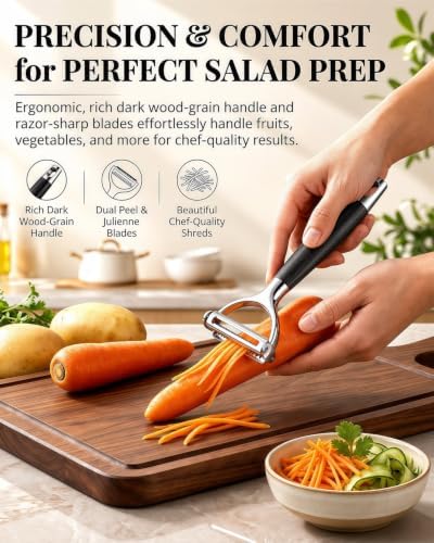 Julienne Peeler Vegetable Peeler, 2-Pack 2-in-1 Dual-Blade Y Peelers