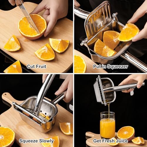 Large Lemon Squeezer, 304 Stainless Steel Citrus Juicer, Heavy duty Manual Juicer For Citrus, Orange, lemon and Other Fruit